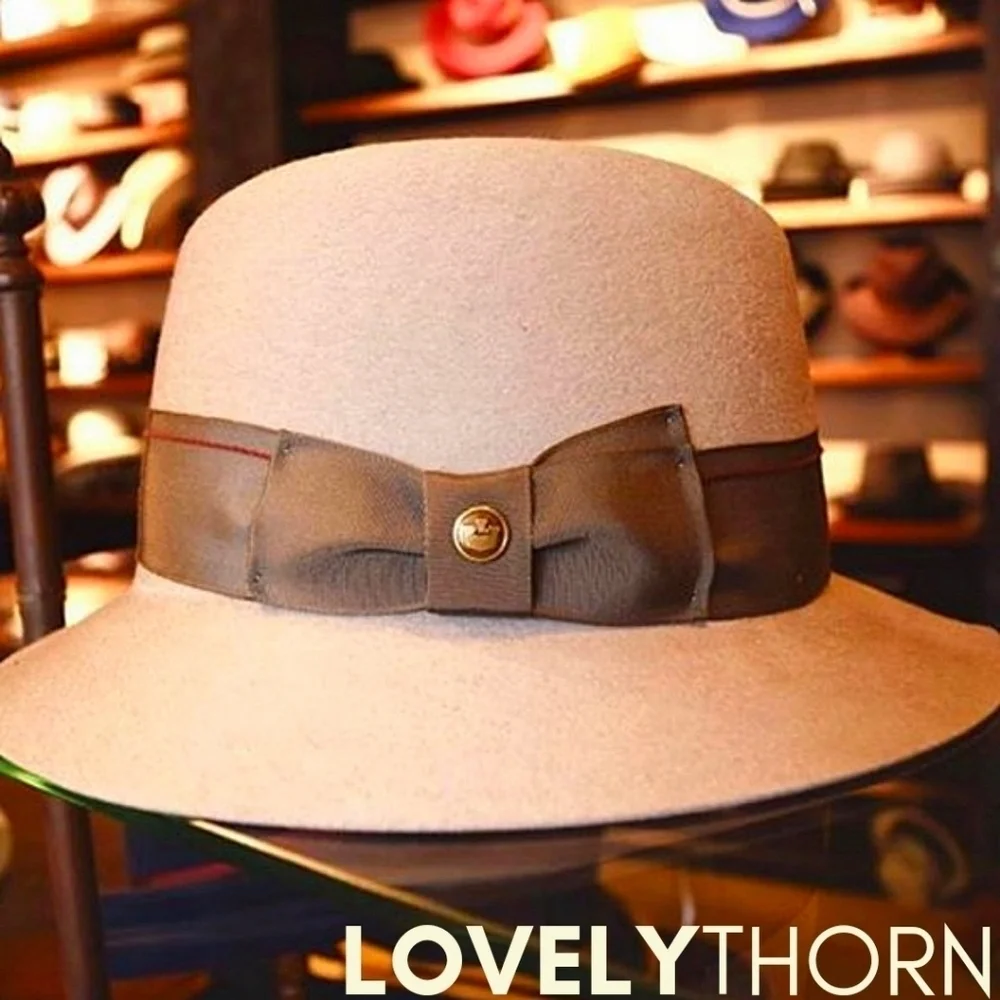 GOORIN BROS // ltd ed bourbon rocks grey-bone fedora-cloche grosgrain ribbon